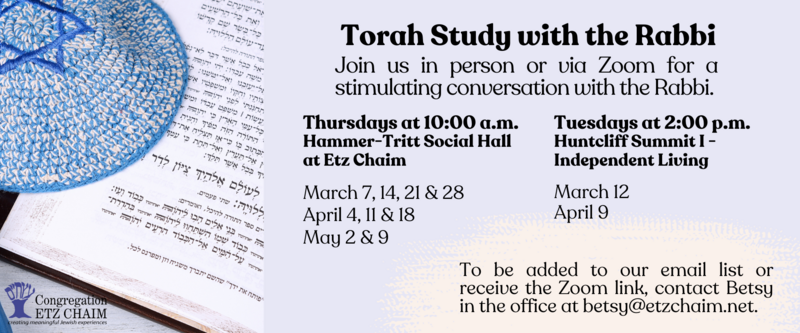 Banner Image for Torah Study with the Rabbi 